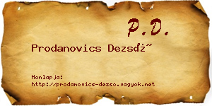 Prodanovics Dezső névjegykártya