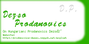 dezso prodanovics business card